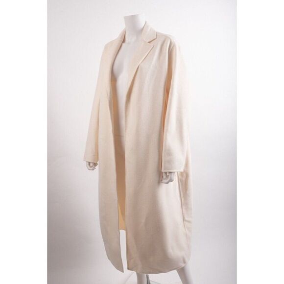 Zara Womens A/W 2022 Ivory Wool Coat Mid Length Open front US M L 6153/902 NWT - Picture 5 of 7